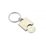 Laser Engraving Metal Keychain Holder Square Shopping Trolley Token Keyring for sale