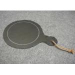 Dark Grey Solid Stone Placemats Slate Paddle Black Rough Edge With Rope for sale