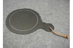 China Dark Grey Solid Stone Placemats Slate Paddle Black Rough Edge With Rope supplier