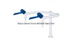 China Gooseneck Laboratory Sink Taps Double Handle Single Hole Brass Serrated Nozzle supplier