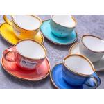90ml 250ml Multicolour Rustic Stoneware Coffee Mugs Saucer Set for sale