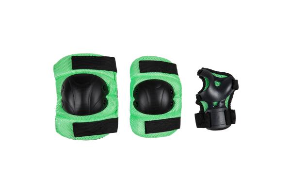 Green 3 Pack Roller Skate Knee And Elbow Pads Skating Wrist Guards