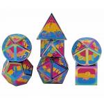 16mm Smooth RPG Metal Dice Custom DND Logo Rainbow Game Set for sale