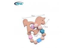 China Baby Bead Silicone Wood Teether Diy Handmade Pony Shape Easy To Clean Customized supplier