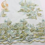 Mint Green Hand Work Lace Water Soluble 3D Lace Embroidery Applique for sale