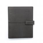Buckle Lay Flat A5 Ring Organiser , Black Color Leather Loose Leaf Notebook for sale