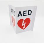Triangular White AED Wall Sign , V Shape Plastic First Aid AED Sign for sale