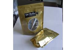 China Coffe / Tea Moistureproof Stand Up Pouch Bag Plastic Golden Oval Window supplier