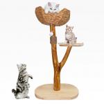 Natural Wood Cat Tower Multi Level Modern Design for Easy Climb by Small and Old Cats for sale