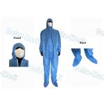 Blue Disposable Medical Coveralls , Ultrasonic Seam Class I Disposable Work Suits for sale