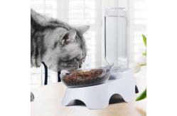 China Plastic Dog Pets Double Cat Food Bowls With Automatic Waterer Bottle supplier