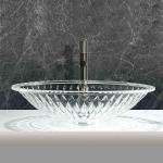 One Hole Glass Vessel Basins No Overflow Pop Up Drain Glass Bowl for sale