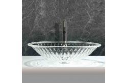 China One Hole Glass Vessel Basins No Overflow Pop Up Drain Glass Bowl supplier