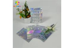 China Stand Up Customized Makeup Organizer Bag One Side Clear Holographic Laser Packaging supplier