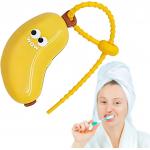 Banana-Shaped Toothbrush Cover And Silicone Toothpaste Travel Container Set – Cute Portable Travel Toothbrush Holder + Leak-Proof Toothpaste Tube Case – Reusable Silicone Dental Kit For Kids & Adults for sale