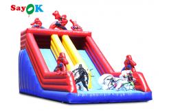 China Spiderman Cartoon Dual Lane Inflatable Water Slides supplier