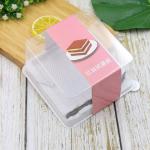 China Including fork Transparent Pet Rectangle Dessert Cake Boxes Small Clear Slice Roll Cake Plastic Packaging for sale