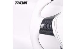 China Suede Tesla Sports Racing Model 3 Steering Wheel Twill Glossy White Leather supplier