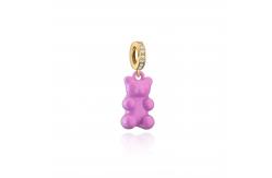 China Custom Gold Plated Teddy Bear Pendant Necklace Lovely Artificial Cubic Zirconia supplier