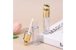 China Round Design Head Cap Plastic Lip Glaze Tube With Brush 4.5ml Gold supplier