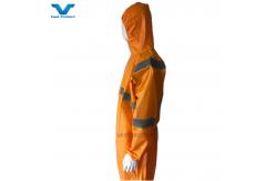 China EN1149 Coverall 56GSM Microporous USA PPE Disposable With Orange Reflective Tape supplier