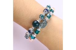 China Unicorn Carving Adjustable 2 Layer Azurite Stone Crystal Bracelet supplier