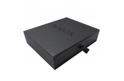 China Black Gift Drawer Packaging Box Glossy Lamination Bronzed Blob Stamped Logo supplier