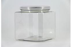 China 600ml 83.3cm Square Empty easy open Clear Pet Jars , transparent plastic jars supplier