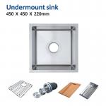 Brushed 30 Inch Single Bowl Kitchen Sink , 45x45 Rectangular Undermount Sink 16 Gauge for sale