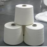 Knotless Dope Polyester Raw White Yarn , Bleach White Staple Spun Polyester for sale