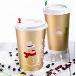 Hot Drink Disposable Paper Cup 16 Oz With Lids And Straws Light Weight for sale