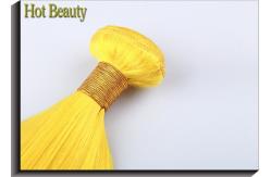 China Customized Yellow Silk Straight 100% Human Hair Extensions Long Lasting Cuticle Aligned supplier