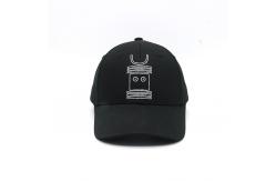 China 60cm Embroidered Baseball Caps Black And White Self Fabric Backclosure Constructed Hats supplier