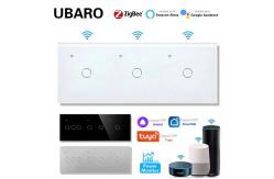 China Voice Control 420g Smart Zigbee Switch Wall Mounted 3 Gang Smart Light Switch supplier