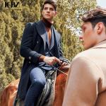 Customized Fabric Men's Woolen Coat 100% Wool British Style Double Breasted Overcoat for sale