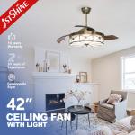 Remote Control 42 inch Hanging Decorative Retractable Ceiling Fan with Flower Design for sale