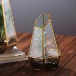 Custom Large Crystal Vases , Clear Gold Geometric Vase Metal + Glass Material