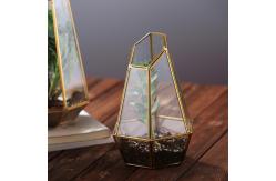China Custom Large Crystal Vases , Clear Gold Geometric Vase Metal + Glass Material supplier