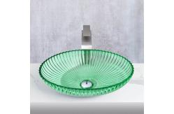 China Oval Shape Modern Glass Vessel Basins Countertop Mounted Vanity Sinks supplier