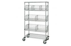 China Adjustable Chrome Storage Rack With Wheels , 4 Shelf Wire Shelving With Dividers supplier