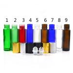 10ml Glass Cosmetic Container Colorful Roll On Bottle 10ml With Metal Screw Cap for sale