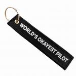 Custom Embroidered Pilot Keychain - Durable Polyester Travel Gift with Metal Ring | Colorfast Threads & Water-Resistant Design for sale