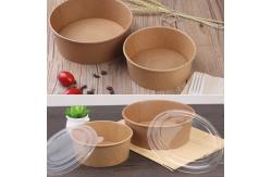 China Kraft Paper Food Takeaway Box Fruit Salad Packaging Containers With Plastic Cover supplier