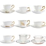 Wholesale customizable sublimation coated best selling Ceramic Bone China Mug with Saucer with golden rim for sale