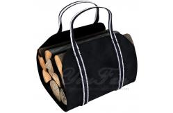 China Classic Black Canvas Wood Carrying Bag Foldable For Camping / Picnic supplier