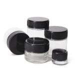 Straight Sided Clear Amber Glass Cosmetic Jars Storage 5g 40g 80g 110g for sale