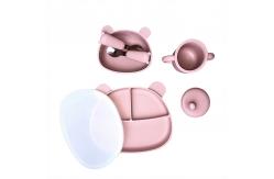 China Bear Shape Silicone Baby Feeding Set 6Pcs BPA Free Suction Bowl With Lid supplier
