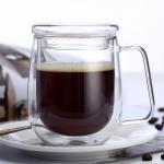 12oz Clear Glass Coffee Mug Double Wall Insulated Glasses