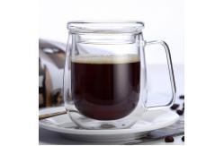 China 12oz Clear Glass Coffee Mug Double Wall Insulated Glasses supplier