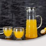 Transparent Large Glass Water Jug With Spout , Eco Friendly Cold Water Pitcher